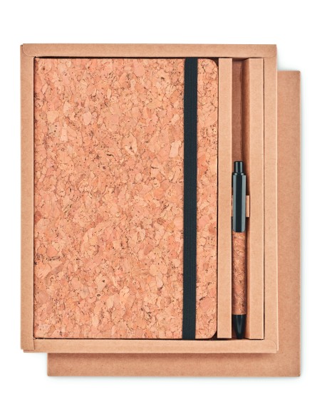 Set blocco e penna in sughero