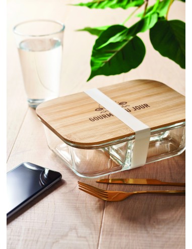 Porta pranzo in vetro e bamboo