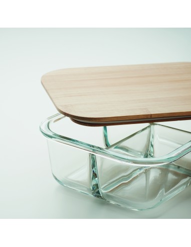 Porta pranzo in vetro e bamboo