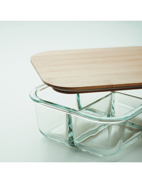 Porta pranzo in vetro e bamboo