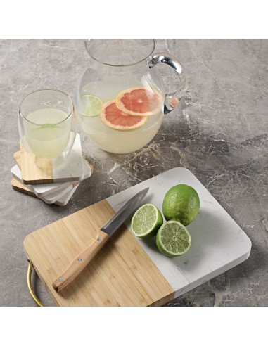 Tagliere Degas in Marmo e Bambù con Manico