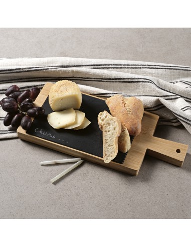 Tagliere Claudel in Ardesia e Bambù con Manico e Gessetto