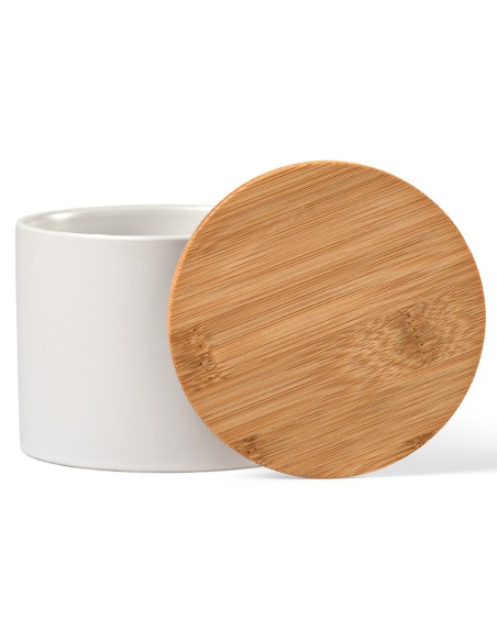Contenitore Munch 500 Ceramica 525ml. Coperchio in bambù