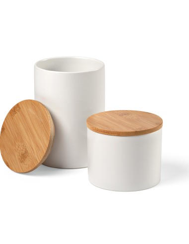 Contenitore Munch 500 Ceramica 525ml. Coperchio in bambù