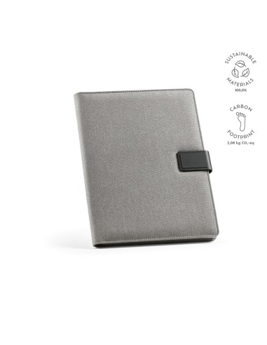 Cartella A4 Tolstoy in rPET. 64 fogli FSC e chiusura in rPU