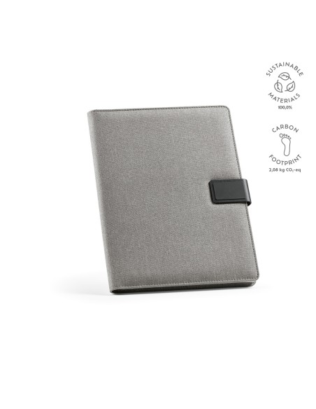 Cartella A4 Tolstoy in rPET. 64 fogli FSC e chiusura in rPU