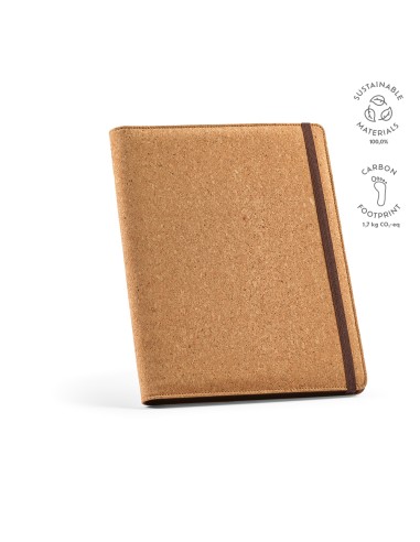 Cartella A4 Kafka in sughero. 64 fogli FSC e elastico