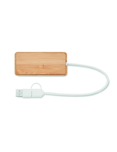 Hub USB a 3 porte in bamboo