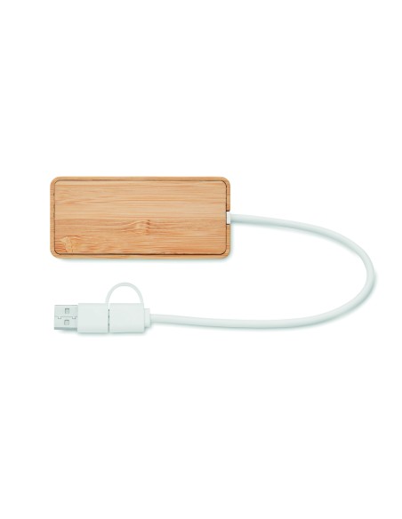 Hub USB a 3 porte in bamboo