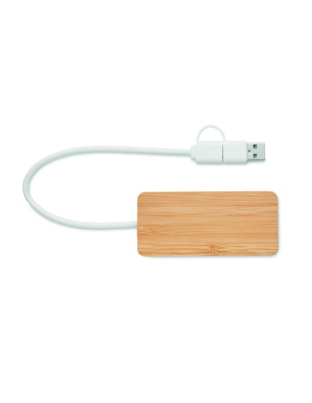 Hub USB a 3 porte in bamboo