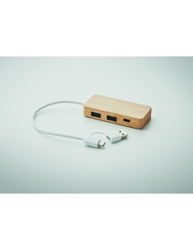 Hub USB a 3 porte in bamboo