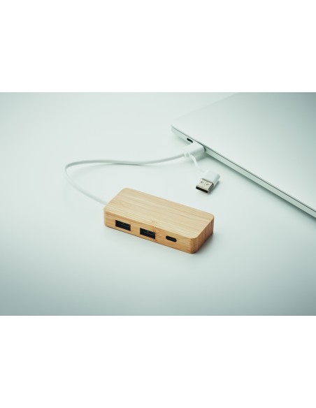 Hub USB a 3 porte in bamboo
