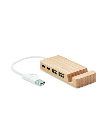 Hub USB a 4 porte in bamboo