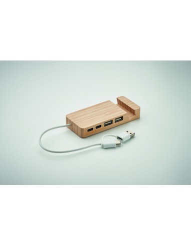 Hub USB a 4 porte in bamboo