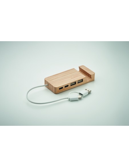 Hub USB a 4 porte in bamboo