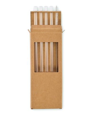 Set di 4 cannucce di vetro riut