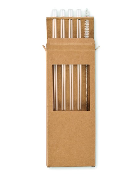 Set di 4 cannucce di vetro riutili