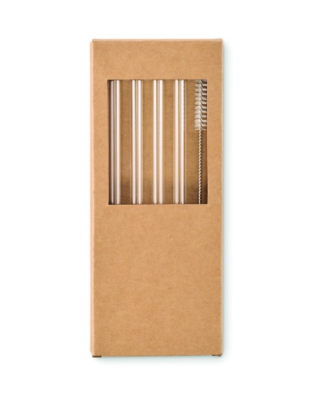 Set di 4 cannucce di vetro riutili