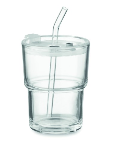 Bicchiere in vetro con cannucci