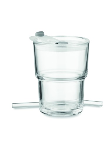 Bicchiere in vetro con cannucci