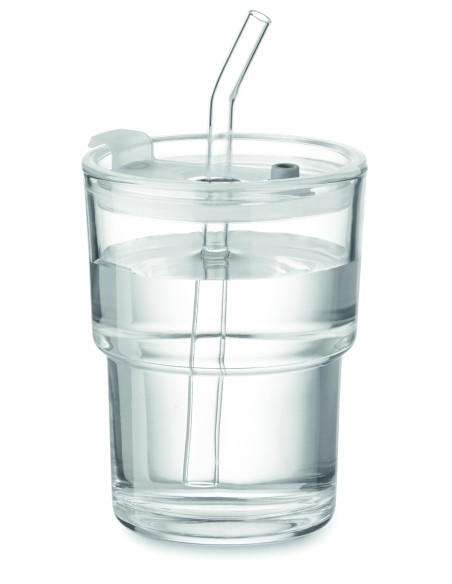 Bicchiere in vetro con cannucci