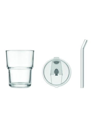 Bicchiere in vetro con cannucci