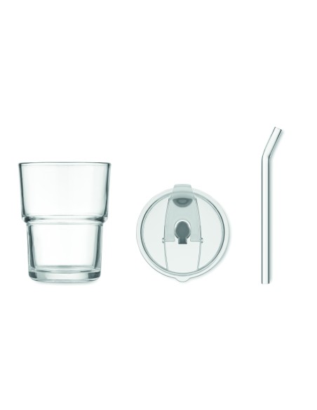 Bicchiere in vetro con cannucci