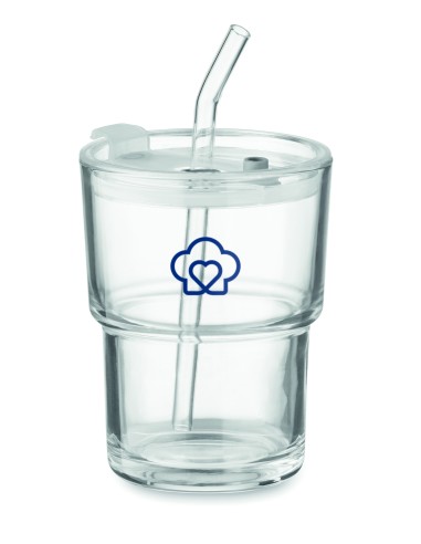 Bicchiere in vetro con cannucci