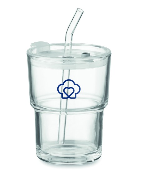 Bicchiere in vetro con cannucci