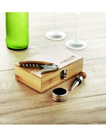 Set vino con scatola in bambu