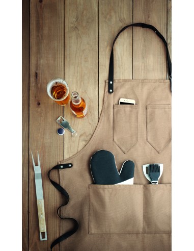 Grembiule rifinito in pelle