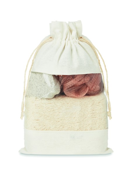 Set bagno in pouch di cotone