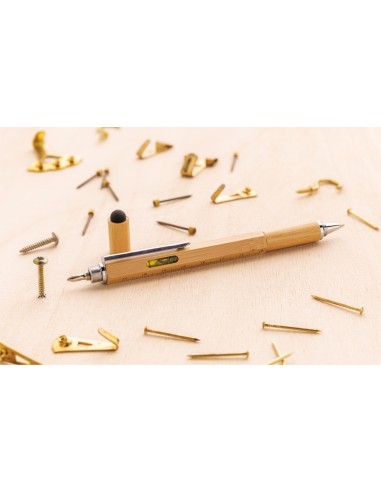 Penna multifunzione 5 in 1 in bambù