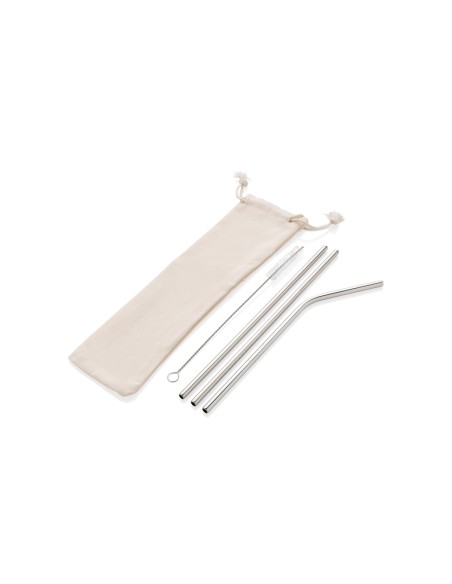 Set di 3 cannucce in acciaio inossidabile