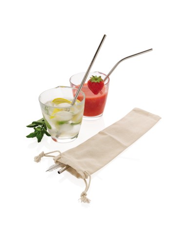 Set di 3 cannucce in acciaio inossidabile