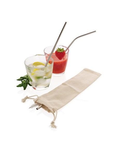 Set di 3 cannucce in acciaio inossidabile