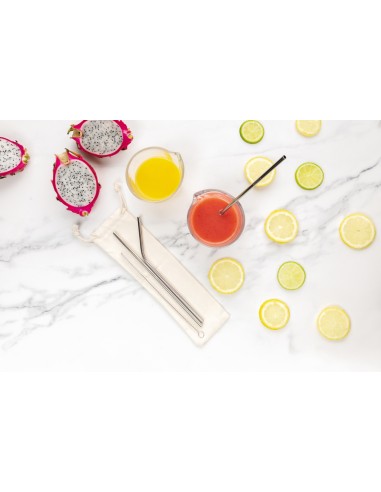 Set di 3 cannucce in acciaio inossidabile