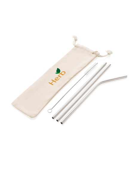 Set di 3 cannucce in acciaio inossidabile