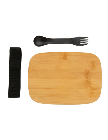 Portapranzo in acciaio con tappo in bambù e spork
