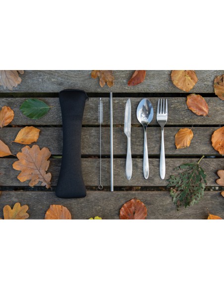 Set posate riutilizzabili 4 pezzi in acciaio inossidabile