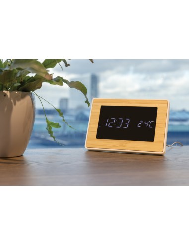 Orologio LED Utah in plastica RCS e bambù