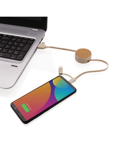 Cavo retrattile 6 in 1 in sughero e grano