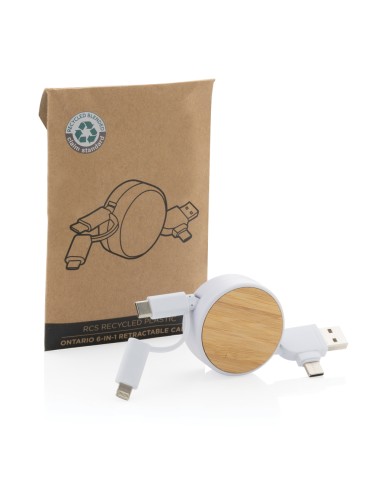 Cavo retrattile Ontario 6 in 1 in plastica riciclata RCS