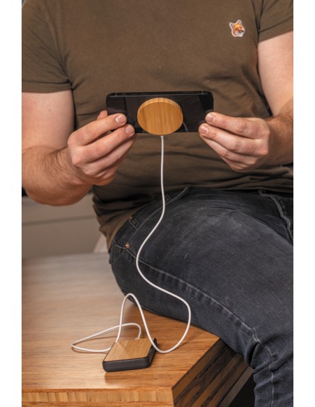 Ricaricatore wireless magnetico 10W in bambù