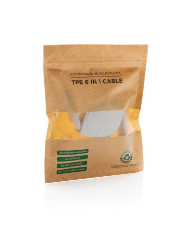 Cavo 6 in 1 RCS standard in plastica riciclata e TPE