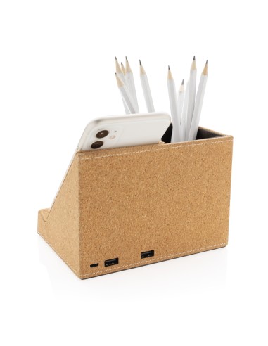 Porta penne in sughero e caricatore wireless 5W