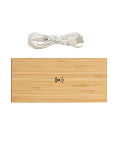 Orologio sveglia in bambù con caricatore wireless 5W