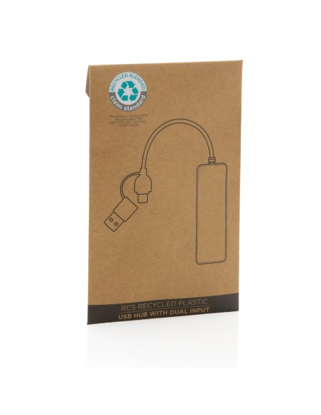 Hub USB RCS in plastica riciclata con doppio ingresso