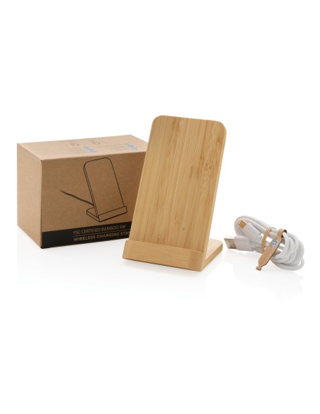 Supporto ricarica wireless 5W in bambù