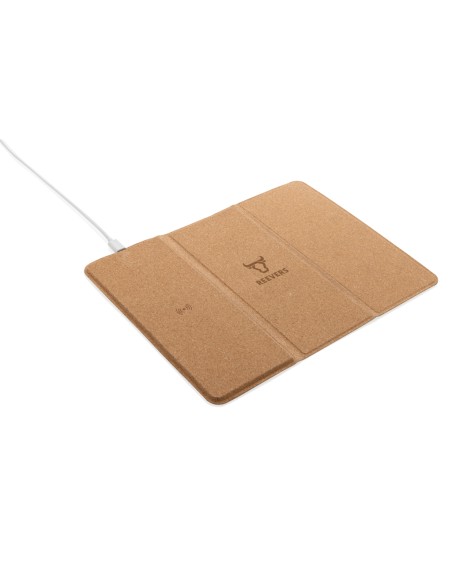 Tappetino mouse e caricatore wireless 10W in sughero